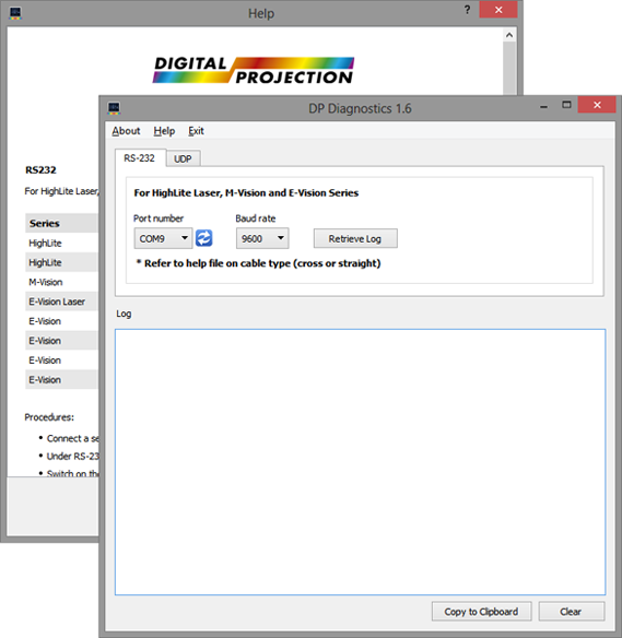 Digital Projection unified diagnostics utility